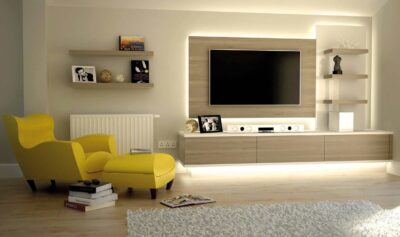 a brillant tv unit in black with lacquer glass and clear glass combination with top shelves for books